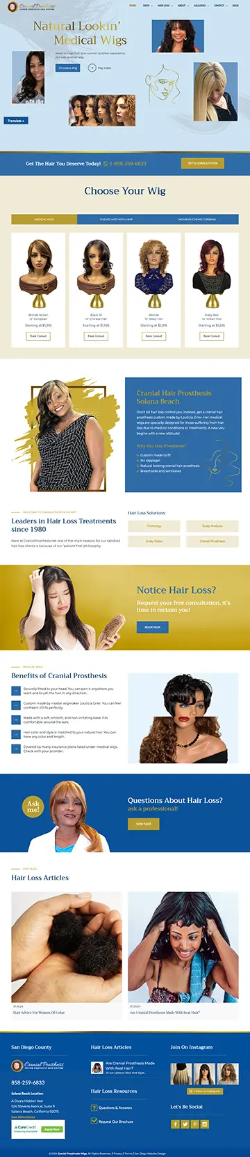 Website Design for Cranial Prosthesis Wigs by Envisager Studio