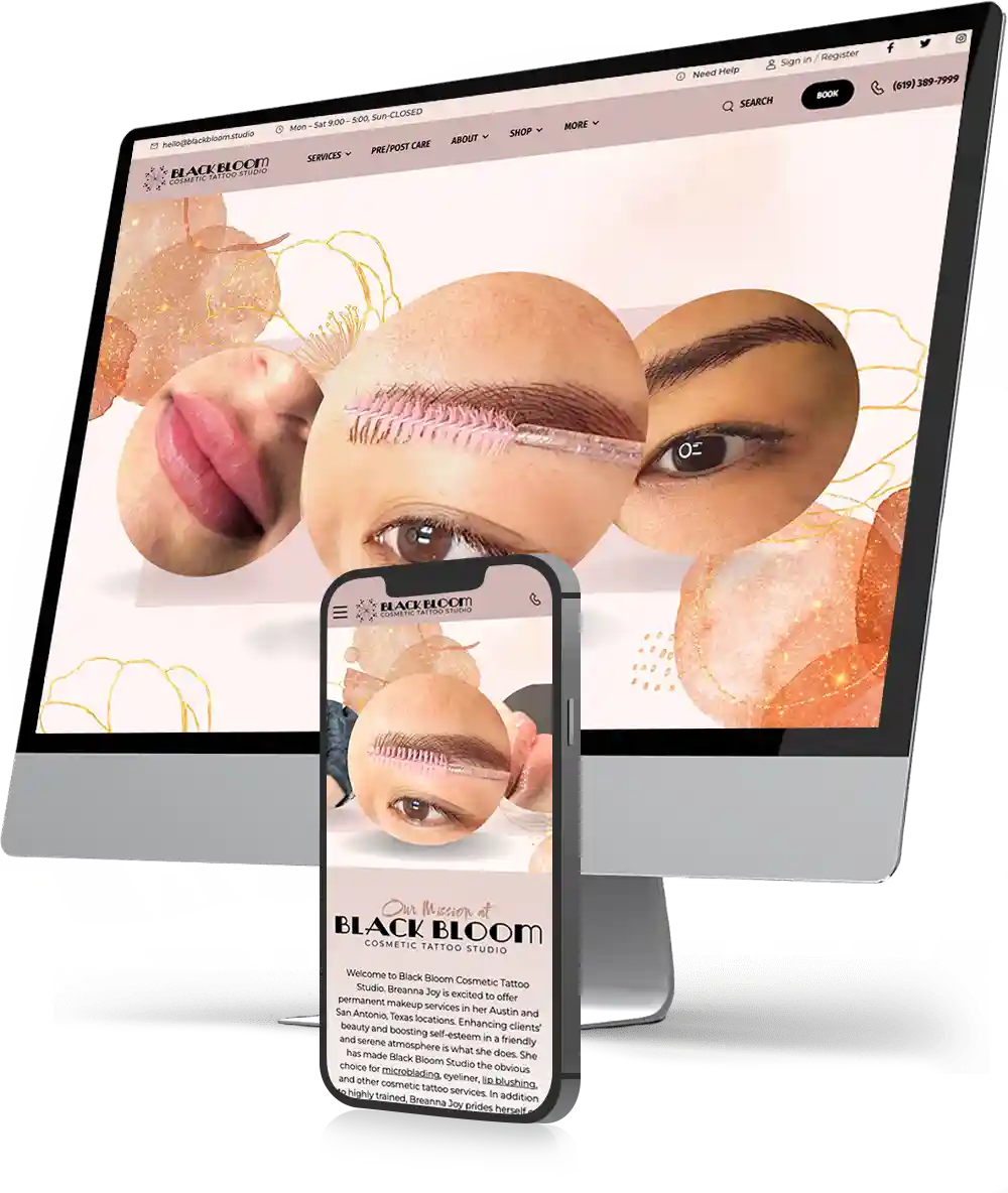 Black Bloom Studio Cosmetic Tattoo Website Design by Envisager Studio