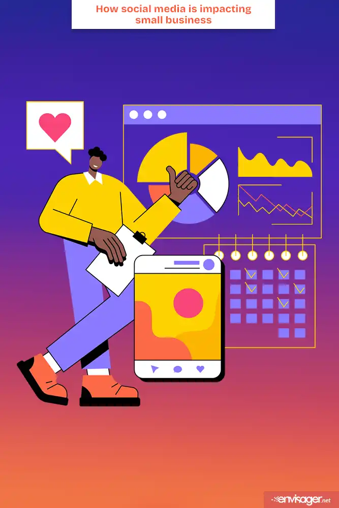 Vector drawing of black man showing how social media is impacting small business